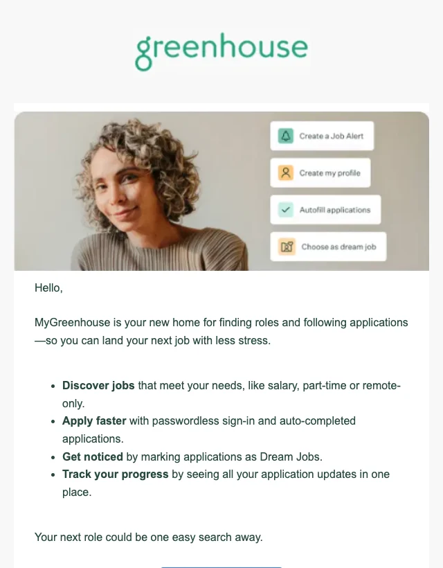 Welcome to MyGreenhouse email layout