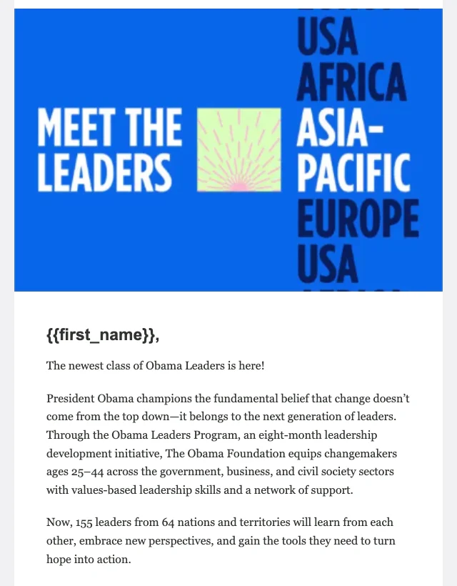 Meet the Leaders email layout