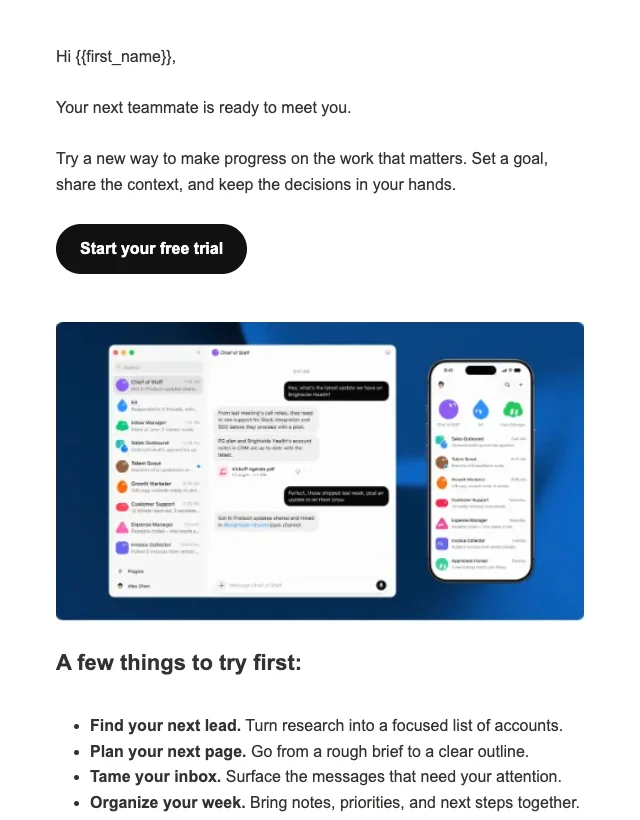 Your Next Teammate email layout