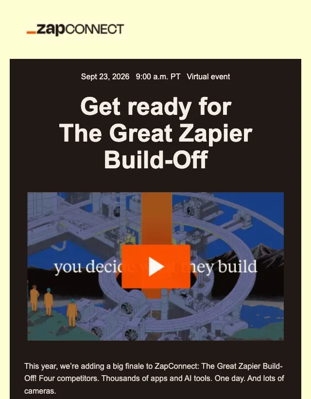 The Great Build-Off email layout